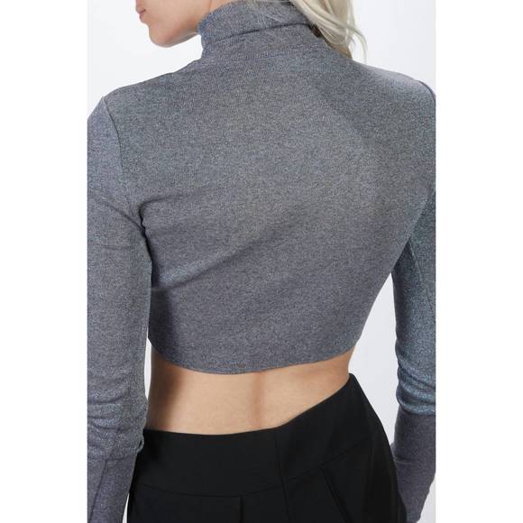 NEW ZEYNEP ARCAY crop turtleneck knit top in grey blue - Picture 4 of 6